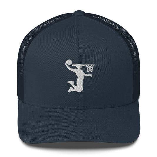Embroidered White Nu Dunkman Trucker Cap