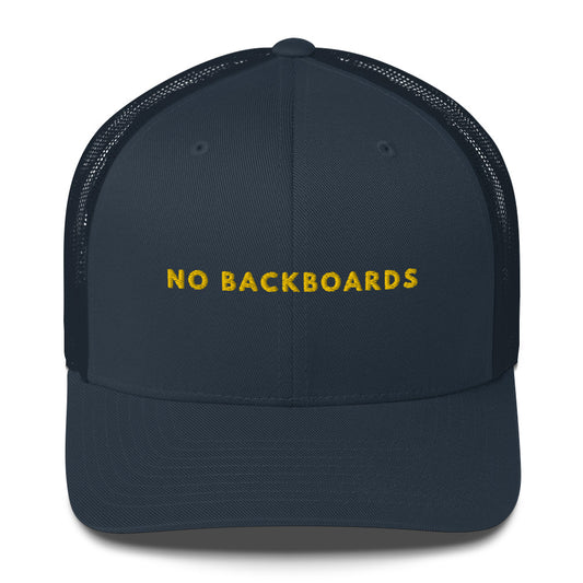 Embroidered Slim Font No Backboards Gold Trucker Cap