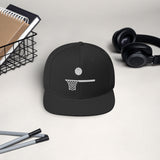 Embroidered White Ball and Hoop Snap Back