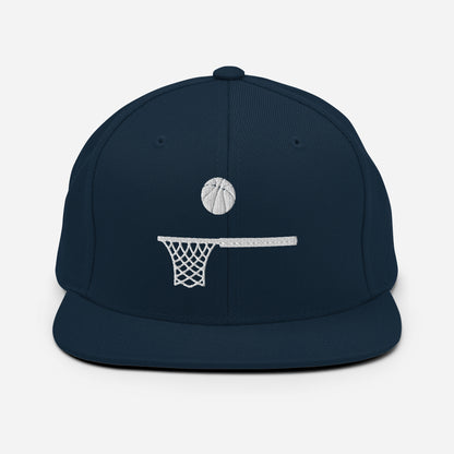 Embroidered White Ball and Hoop Snap Back