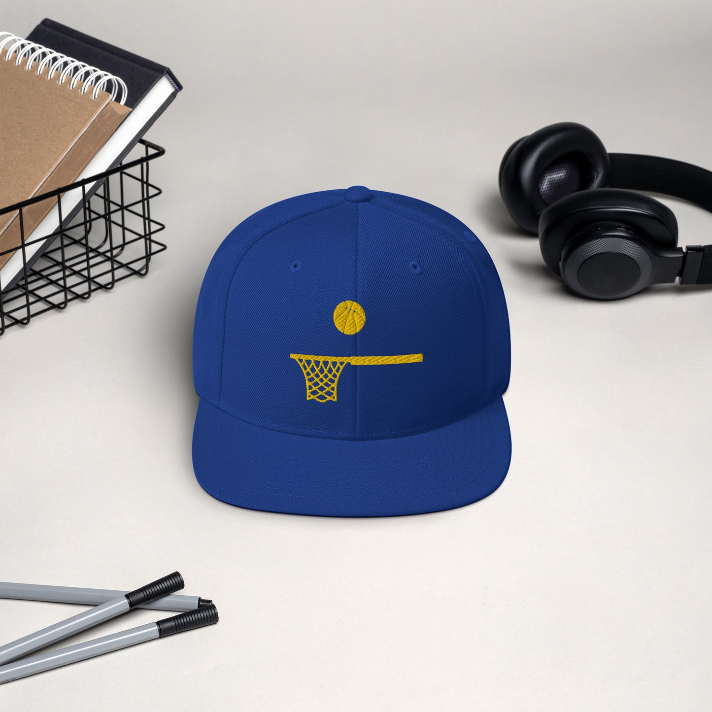 Embroidered Gold Ball and Hoop Snap Back