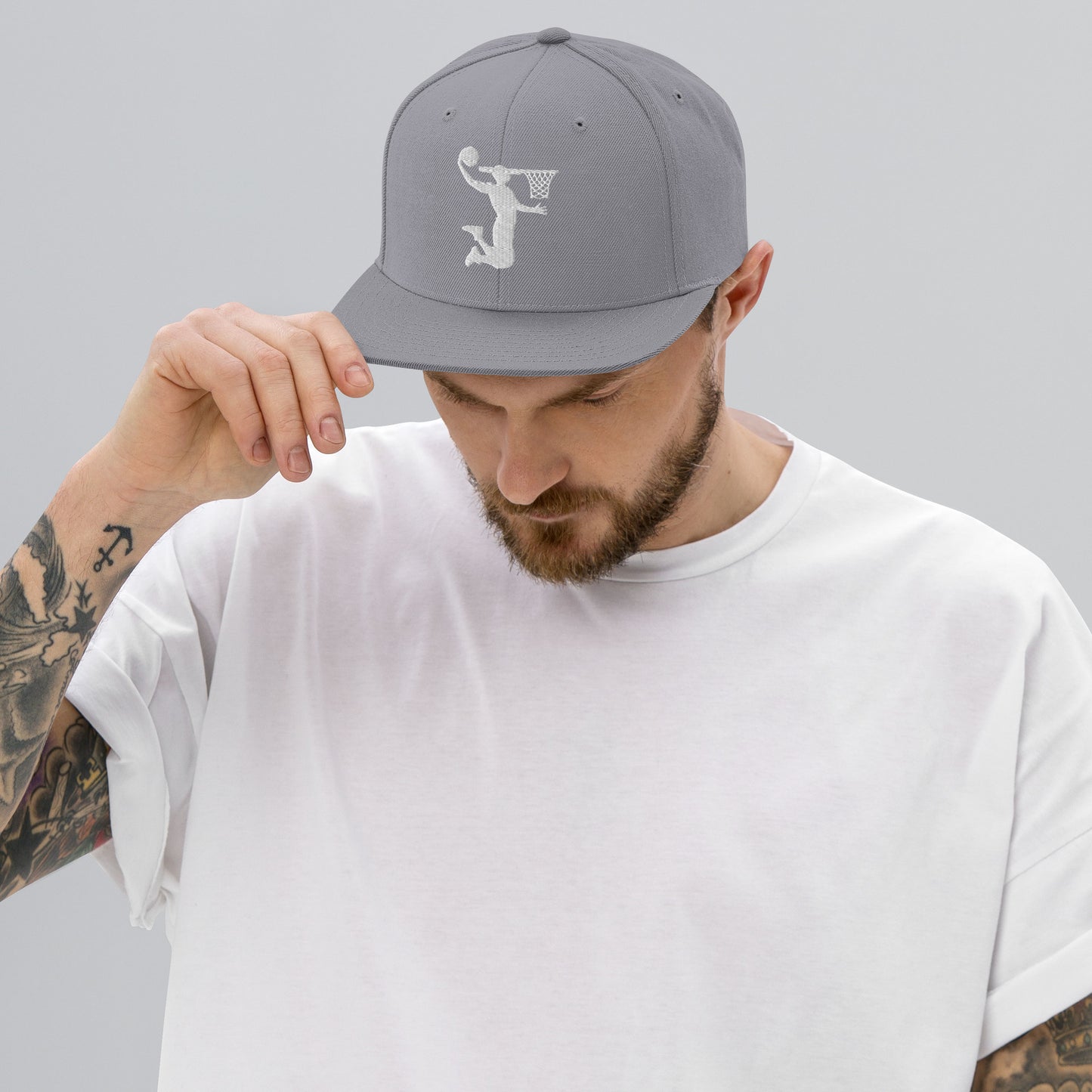 Embroidered White Nu Dunkman Snap Back