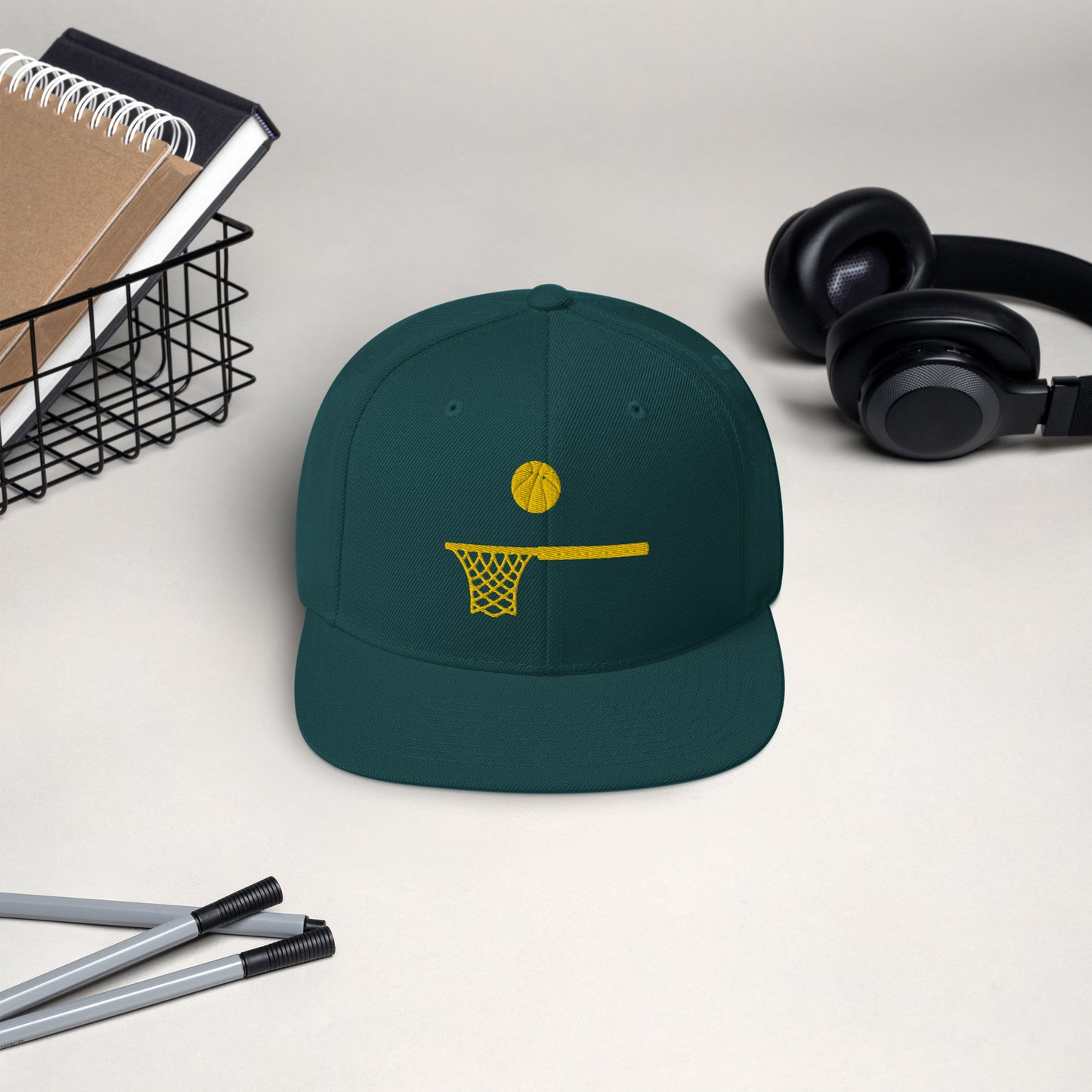 Embroidered Gold Ball and Hoop Snap Back