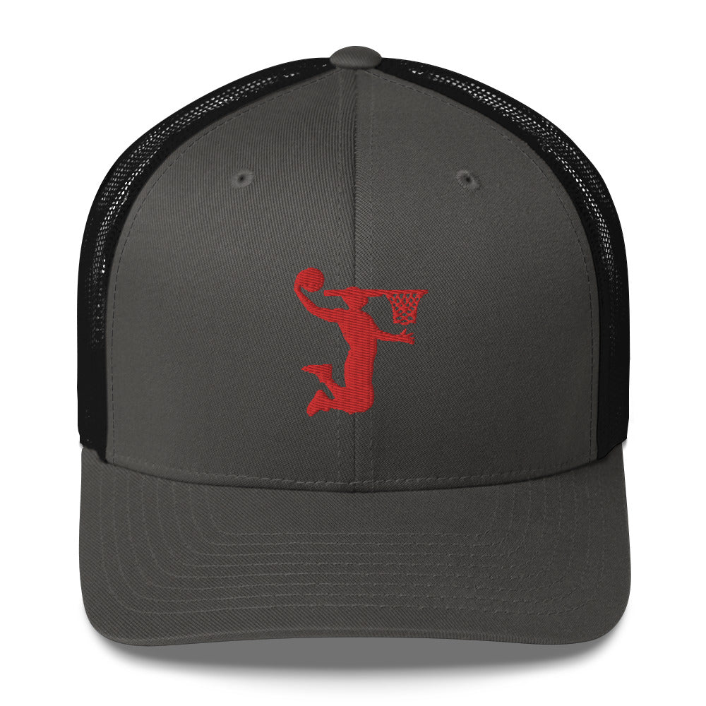 Embroidered Red Nu Dunkman Trucker Cap
