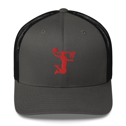 Embroidered Red Nu Dunkman Trucker Cap