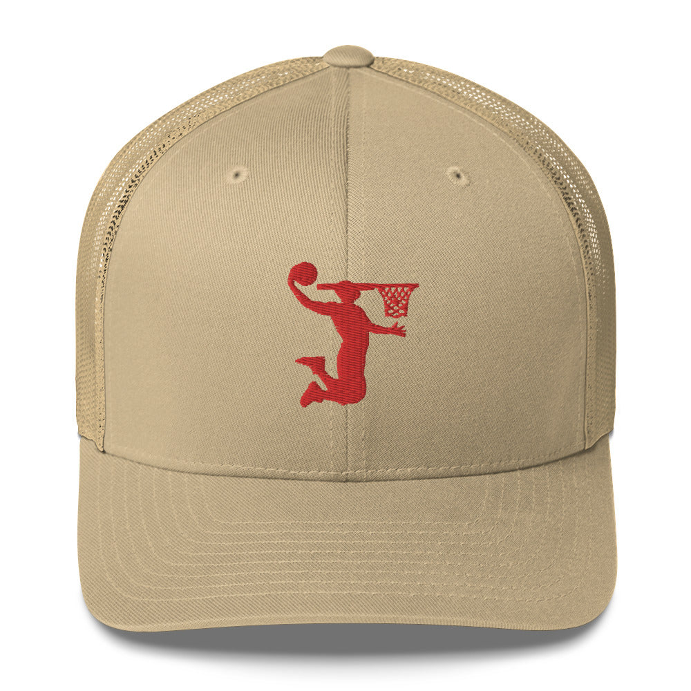 Embroidered Red Nu Dunkman Trucker Cap