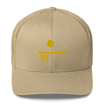 Embroidered Gold Ball and Hoop Trucker Cap