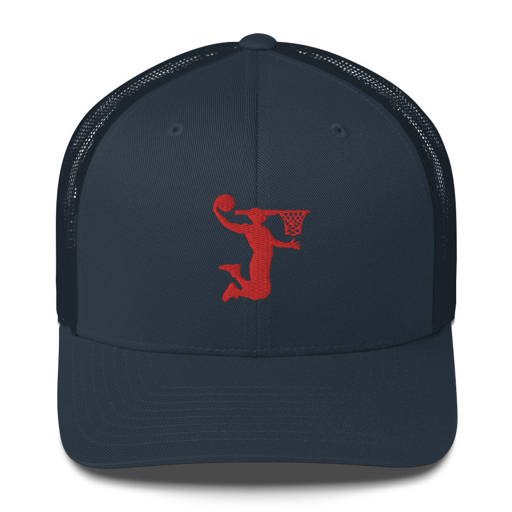 Embroidered Red Nu Dunkman Trucker Cap