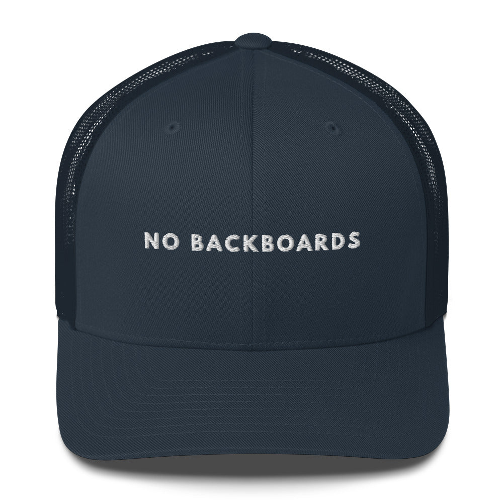 Embroidered Slim Font No Backboards White Trucker Cap