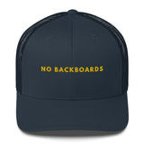 Embroidered Slim Font No Backboards Gold Trucker Cap