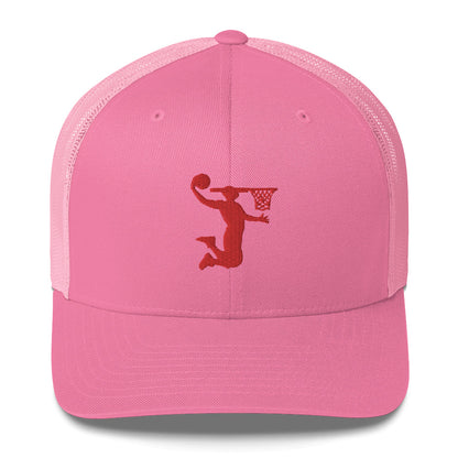 Embroidered Red Nu Dunkman Trucker Cap