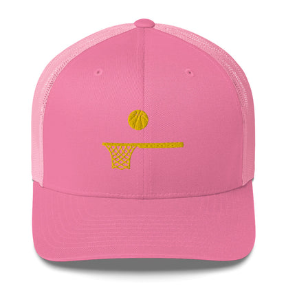 Embroidered Gold Ball and Hoop Trucker Cap
