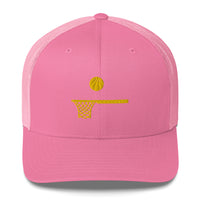Embroidered Gold Ball and Hoop Trucker Cap