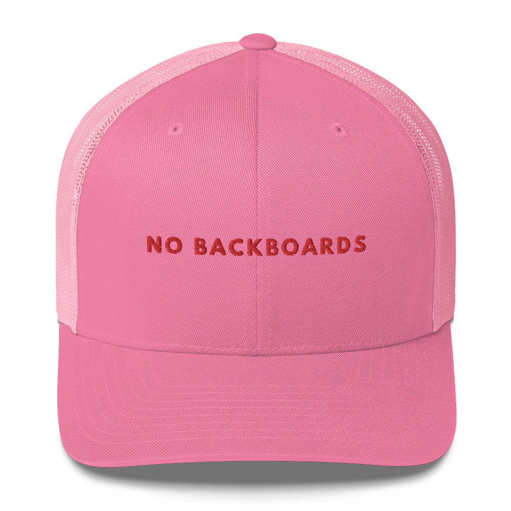 Embroidered Slim Font No Backboards Red Trucker Cap