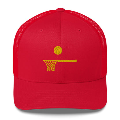 Embroidered Gold Ball and Hoop Trucker Cap