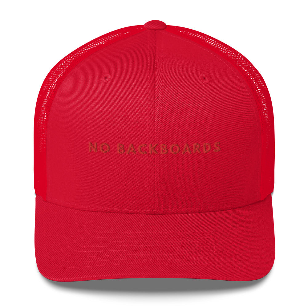 Embroidered Slim Font No Backboards Red Trucker Cap