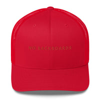 Embroidered Slim Font No Backboards Red Trucker Cap