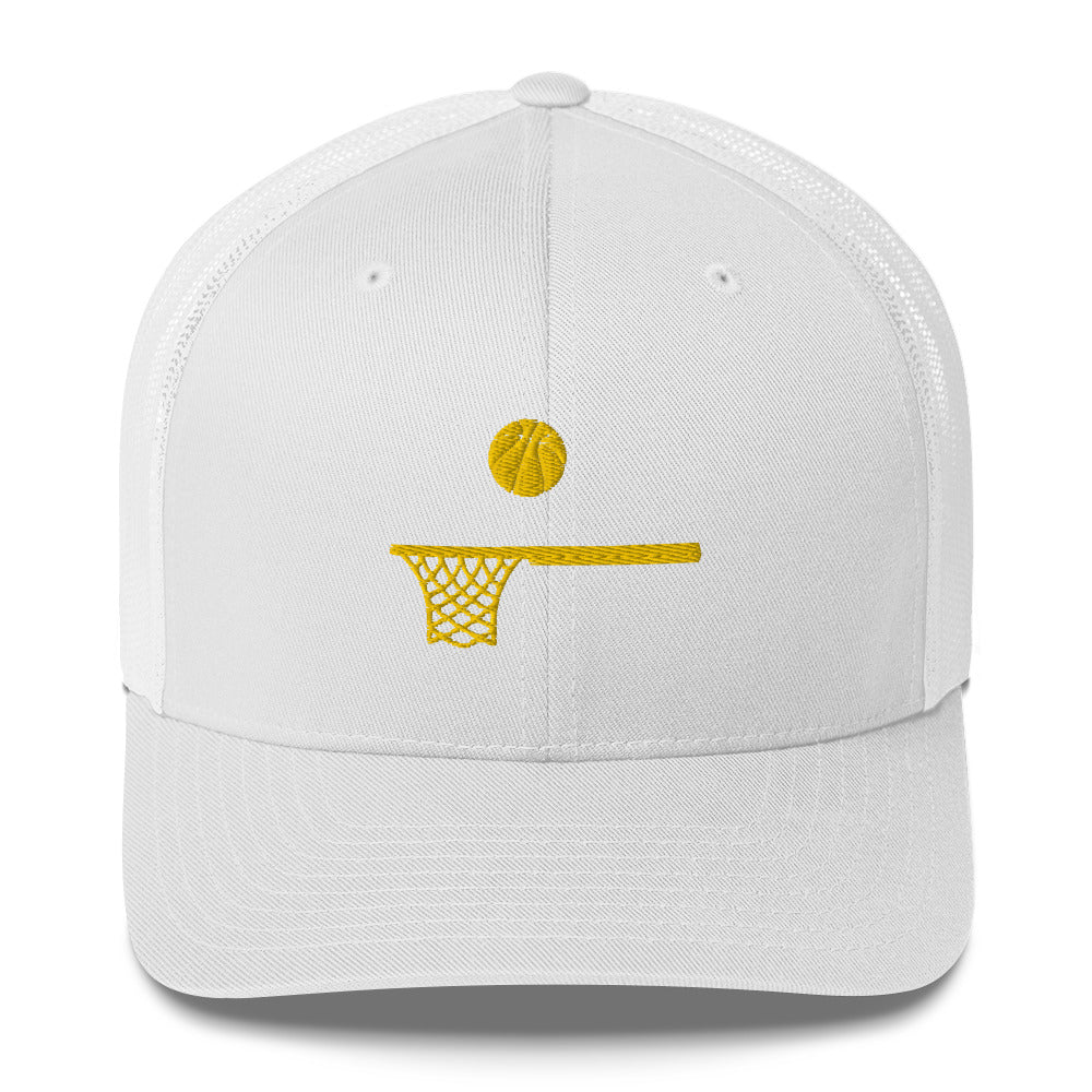 Embroidered Gold Ball and Hoop Trucker Cap