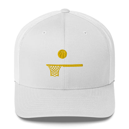 Embroidered Gold Ball and Hoop Trucker Cap